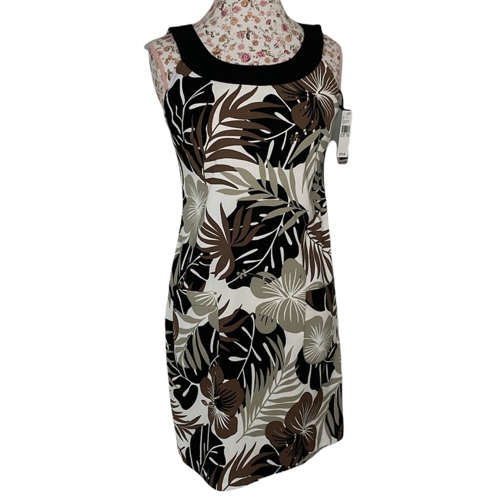 Kim Rogers Woman's Sleeveless Dress Palm Leaves Sz 10P